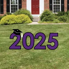 Big Dot of Happiness Purple 2025 Graduation Party Yard Signs - Outdoor Lawn Decorations - 2025