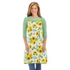 Collections Etc Sunflowers and Greenery Design Cooking Bib Apron