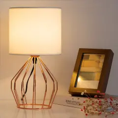 Rose Gold Bedside Table Lamp Modern Hollow Base