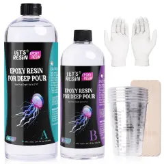 LET'S RESIN EPOXY RESIN Deep Pour Epoxy Resin, 51OZ 2-4 inch Clear Epoxy Resin Kit,Bubble Free Low Odor 2:1 Low Viscosity Casting for River Table,Wood,Flower Preservation, Art Crafts