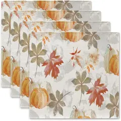 Set of 4 Maple Leaves Pumpkin Placemats - 12x18 Inch