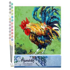 Figured'Art Paint by Numbers for Adults Rooster 16"x20" - Craft Art Painting DIY Kit Rolled Canvas without frame