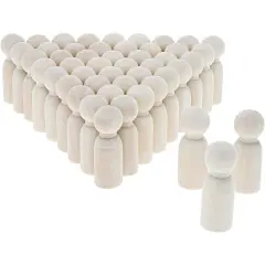 Wood Peg Dolls, Peg Doll Kit (1.77 inches, 50-Pack) White