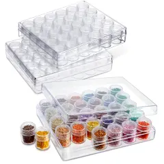 3 Pack Clear Bead Organizers and Storage Containers with Lids for Glitter, Arts and Crafts (93 Pieces)