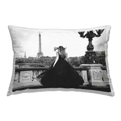 Girl in Gown Cityscape Outdoor Printed Pillow Design by Reinders, 14 x 7 x 20