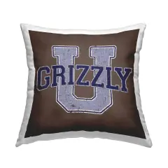 Grizzly U College University Decorative Printed Throw Pillow Design by Spirit Animals/Life Is High, 18 x 7 x 18