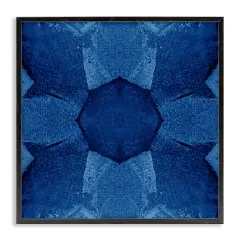 Stupell Industries Blue Centric Pattern Framed Giclee Wall Art Design by El Perkin