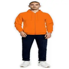 Gildan&reg; Classic Fit Full-Zip Long Sleeve Hooded Sweatshirt Safety orange