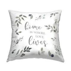 Botanical Sprigs Love Lives Decorative Printed Throw Pillow Design by Carol Robinson, 18 x 7 x 18