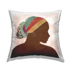 Beautiful African Portrait Outdoor Printed Pillow Design by Carol Robinson, 18 x 7 x 18