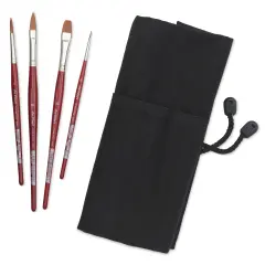 Da Vinci Cosmotop Spin Brushes - Assorted, Short Handle, Set of 4 with Carrying Bag