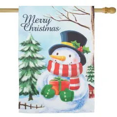Northlight Merry Christmas and Snowman Outdoor House Flag 28" x 40" White