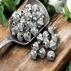 *100* 6mm Antique Silver Bicone Spacer Beads