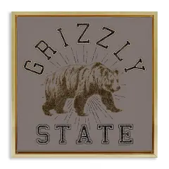 Stupell Industries Grizzly State Vintage Framed Floater Canvas Wall Art Design by Spirit Animals/Life Is High