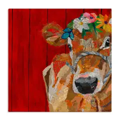 Stupell Industries Red Barn Cow Collage Canvas Wall Art Design by VioletDavenport