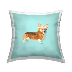 Royal Corgi on Turquoise Design by Amelia Noyes Throw Pillow 