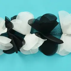 5 yards of Delicate Flower Petal Trim | 5 yard cut Black/ White