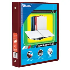 3-Ring View Binder with 2 Pockets, 1.5", Burgundy
