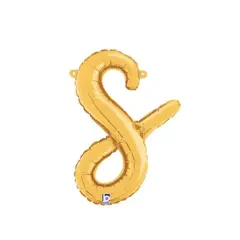 Betallic&reg; 14 inch Script Letter S Gold Air Fill Only