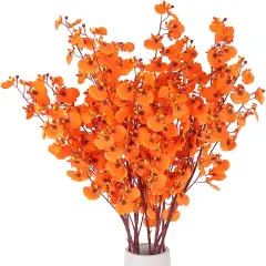 rtificial Orchids Flowers Bouquet Realistic Orchids Silk Bulk, 8PCS Faux Flowers Flowers Fake Orange Orchids Long