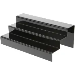 Plymor Black Acrylic 3-Step Solid Back Display Stairs, 6" H x 16" W x 9.5" D