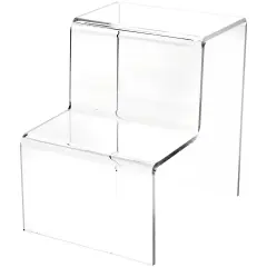 Plymor Clear Acrylic 2-Step Solid Back Display Stairs, 8.25" H x 6" W x 8.75" D