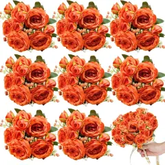 8Pcs Peonies Artificial Flowers - Burnt Orange