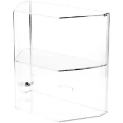Plymor Clear Acrylic Locking Display Case with Angled Sides and Sliding Back, 1 Shelf