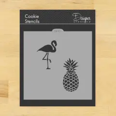 Flamingo and Pineapple Cookie & Craft Stencil | CM121 by Designer Stencils | Baking Stencils for Royal Icing, Airbrush, Dusting Powder |
