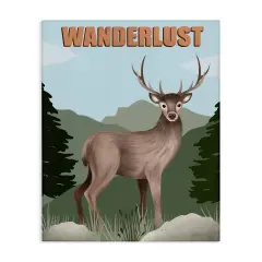 Stupell Industries Wanderlust Nature & Deer Canvas Wall Art Design by Jo Taylor