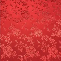 1 Yard Red Rose Floral Jacquard Satin Fabric, 100% Polyester, 60/59&Prime; Width