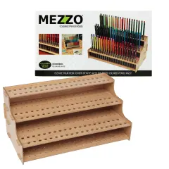 HG Art Concepts Mezzo Artist Studio Colored Pencil Holder - Desktop Color Pencil Organizer, Easy Assembly Upright Storage Rack for 120 Pencils, 3/8" Diameter Holes w/ Point Rest, Woodgrain Laminate