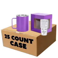 Makerflo 12 oz Powder Coated Camper Mug with Leak-Proof Clear Lid, Ideal for Craft and Personalization (Laser Engraving, UV DTF, Epoxy, and Vinyl) Purple
