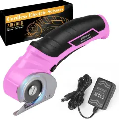 Cordless Electric Scissors Cardboard Cutter - Rechargeable 4V Rotary Cutter with Self-Sharpening Blade Heavy Duty Box Scissor with Safety Lock for Cardboard, Crafting, Carpet, Leather