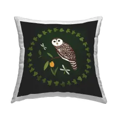 Stupell Industries Owl & Tulip Wreath Outdoor Printed Throw Pillow Design by Michelle Ingari Designs, 18 x 7 x 18
