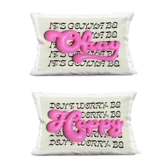 Stupell Industries Uplifting Bubble Phrases 2pc Decorative Printed Throw Pillow Set Design by Victoria Barnes, 14 x 7 x 20
