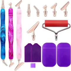 27-Piece Diamond Painting Pen Kit, 45&deg; Ergonomic Stainless Steel Metal Tips - Resin Diamond Art Pens - Diamond Painting Accessories Tools Pens for Diamond Painting Lovers Gifts (Rose Gold Tips)