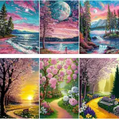 6PCS Diamond Art Kits for Adults Round Diamond Painting Dot Gem Art Painting Kit for Adults Beginners Women Suitable for Home Wall Art Decor 11.8x15.7 Inches