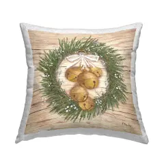 Stupell Industries Winter Bells Wreath Outdoor Printed Throw Pillow Design by Paul Brent, 18 x 7 x 18