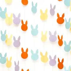 Easter Bunny Garland Pastel Hanging Rabbit Banner Cute Hanging Streamers for Kids Parties Birthday Baby Shower Classroom Home Office Holiday Decor Tea Spring Party Supplies Set of 4