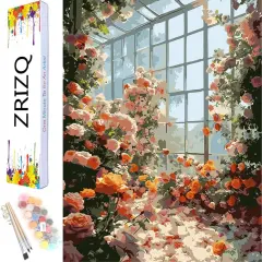 Paint by Number for Adults Beginners,12" Wx16 L Canvas for Painting Kits for Adults in Colorful Box,Paint by Numbers for Home Wall Art Decor-Flowers Home