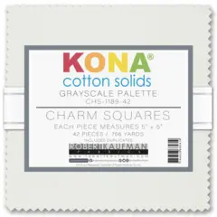 Kona Solid 5" Square Pack (Charm Pack / Charm Square) in Grayscale byfor Robert Kaufman (CHS-1189-42)