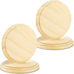 4 Pieces Wooden Round Plaque Unfinished Natural Wood