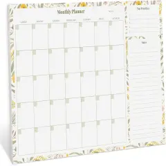 Monthly Planner Desk Pad with 52 Tearaway Sheets - 16.5 x 11.4" (Floral Yellow)