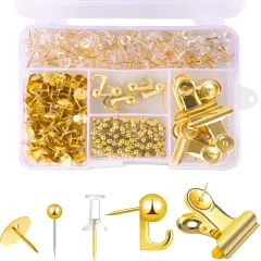 310 Pcs Gold Push Pins Set Thumb Tacks Decorative - Gold