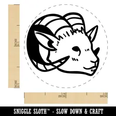 Proud Horned Goat Ram Head Self-Inking Rubber Stamp Stamping Crafting Planner Sky Blue