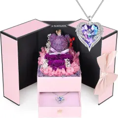Eternal Preserved Rose with Necklace Romantic Gift