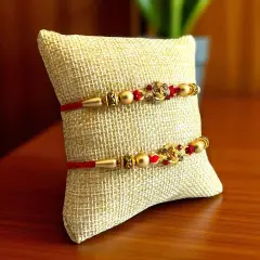 2CT Ganesha Rakhi for Brother Bhaiya Bhabhi Traditional Handmade Designer Rakhi Set Roli Chawal, Greeting Card Rakshabandhan Rakhi Bracelet Hemper Gift Thread Bracelet