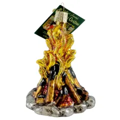 Old World Christmas 3.5 Inch Campfire Christmas Tree Ornament , Christmas Decor OrnamentStories Crackling Gold