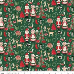 Santa & Mrs. Claus in Green (c16351-green) | Charming Christmas | Kelsey Carlson | Riley Blake